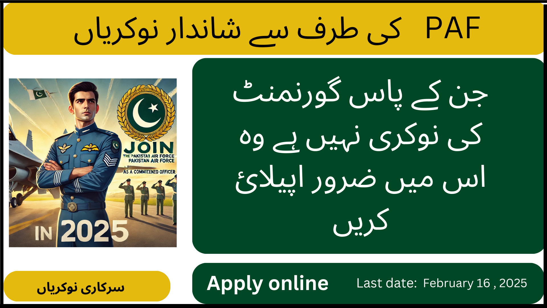 Join the Pakistan Air Force in 2025: A Prestigious Opportunity as a Commissioned Officer